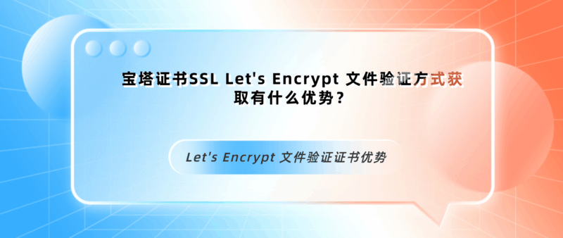 宝塔证书SSL Let's Encrypt 文件验证方式获取有什么优势?-大圣博客网