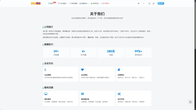 子比美化 - 关于我们页面内容分享-阿南吖博客